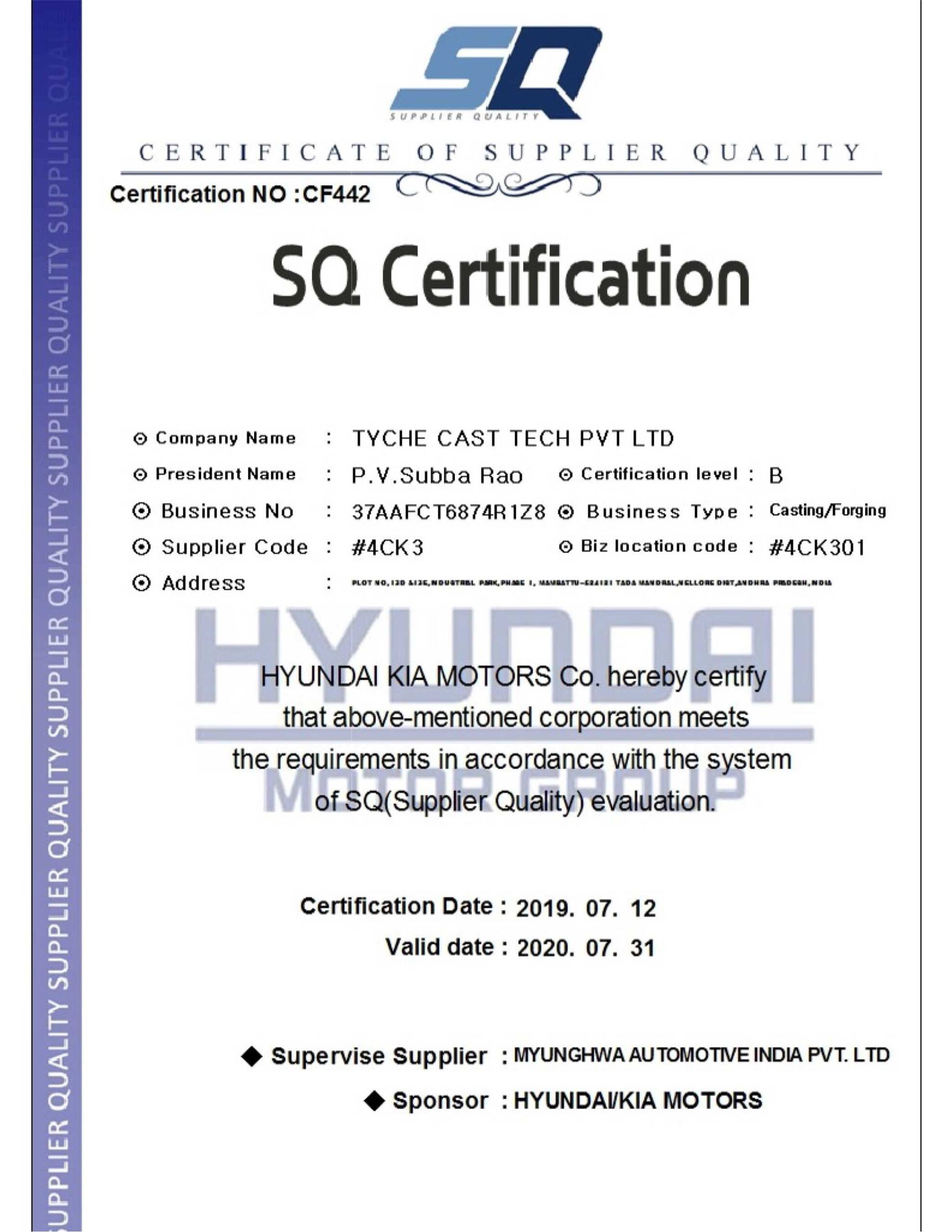SQ Certification